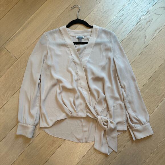 Chelsea28 Tops - Chelsea 28 Pink Blush Dressy V Neck Tie Blouse